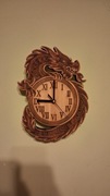 Zegar drewniany ścienny w kształcie smoka. Rozmiar mały