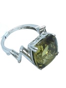 Pierścionek z kwarcem oliwkowym, srebro 925, certyfikat RocksTV