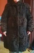 Damskie brązowe futro z kóz długowłosych XXL