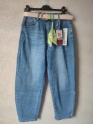 Jeansy MSara Balloony wysoki stan z paskiem  L