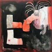 „planuje poprawę” dwa obrazy olejne mixed media 