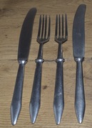 Noże i widelce nierdzewne - Kute stare ciężkie - 4 sztuki