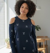 Granatowa bluzka damska cold shoulder L/XL