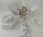 Ekskluzywna kartka exploding box  chrzest narodziny ciąża urodziny roczek