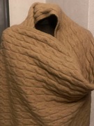 H&M dzianinowy bardzo duży szal szalik gruby oversize camel warkocze