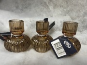 Trzy świeczniki na świece stołowe brązowe