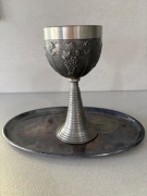 Unikatowy Zestaw Vintage: Sygnowany Kielich Rein Zinn + Pasująca Taca