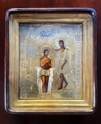Duża Ikona Chrzest Chrystusa Rosja XIX w. kiot ryza złocona
