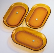owalna szklana taca patera półmisek Duralex Ambar Bursztynowa miodowa 3szt