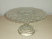 Średnia szklana patera tortownica szkło z okresu PRL UNIKAT 