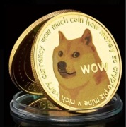 Dogecoin - moneta kolekcjonerska w opakowaniu - złota moneta + etui- pieseł