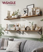 Półki w stylu rustykalnym loft Songmics 40 x 12 cm dąb 