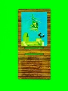 Piaskowy Dziadek na drewnie vintage lat 60 NRD PRL