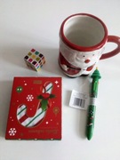 Świąteczny zestaw: kubek, skarpetki, długopis mini kostka rubika