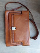 ITALIIA. Brązowa skórzana torba ręcznie wykonana. 