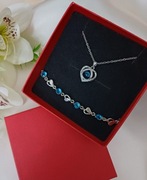 Elegancki komplet ze srebra - Niebieskie kryształki .Pr.925 