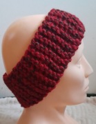 Opaska czerwona handmade ciepła opaska na uszy szeroka boho miękka