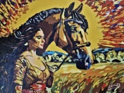 Obraz akrylowy ręcznie malowany ,,Kobieta i Odwaga" - autorski  40x50 cm