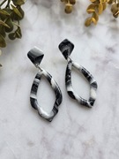 Geometryczne kolczyki odcieniach czerni i szarości z gliny polimerowej 