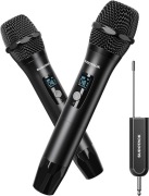 Mikrofon bezprzewodowy, podwójny, metalowy,czarny