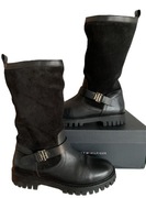 TOMMY HILFIGER HARDWARE MATERIAL kozaki ocieplane motocyklowe śniegowce  39