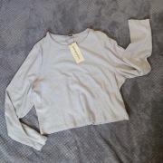 Nowy z metką Krótki longsleeve  SHEIN basics curve Crop top szary rozm.3XL