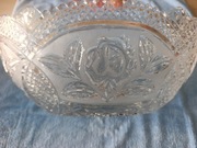 Ciężka misa kryształowa z motywem róż | vintage | PRL | 2 kg+