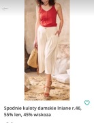 2.Spodnie kuloty damskie lniane r.46, 55% len, 45% wiskoza