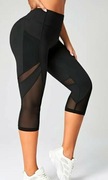 Krótsze legginsy, capri z kontrastową siateczką. 