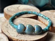 Turkusowa bransoletka kamienie naturalne turkus afrykański ceramiczne serce