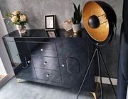 Piękna komoda GLAMOUR z czarnego szkła PRODUCENT 