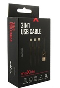 Maxlife nylonowy kabel micro USB/ typ-c / lightning 3w1 czarny 