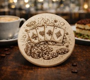 Ekskluzywne drewniane podkładki POKER – zestaw 4 szt. – prezent 