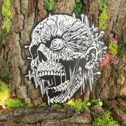 Czaszka 3D z PLA czarno-biała – dekoracja ścienna, płaskorzeźba handmade