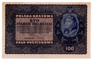 100 Marek Polskich 1919 rzadsza emisja sierpniowa (druk: B. Wierzbicki)