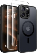 Etui magnetyczne CAPRARO iPhone 16 Pro Max MagSafe Czarne + 2x szkło 9H