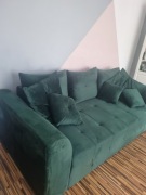 Sofa rozkładana 3 osobowa butekowa zieleń welur BRW