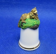 Naparstek Kolekcjonerski Porcelanowy Sterling Dzikie Koty Taraj