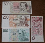Czechy 50, 100, 200, 500 koron czeskich 1997-98 P.17-20