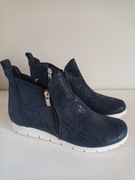 Granatowe skórzane botki damskie Puch But rozmiar 37