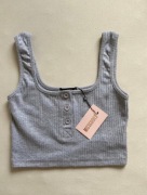 Nowy szary prążkowany crop top Missguided