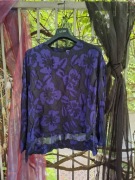 bluzka czarna w fioletowe kwiaty Selection Ulla Popken wiskoza rozm. 46/48 