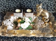 Srebrzona filigranowa prostokątna patera Orient