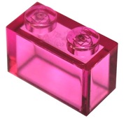 Brick 1 x 2 3065 20 sztuk TRANS-DARK PINK