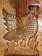 stara wielka forma do pierników wypieków kogut dąb XIXw płaskorzeźba okaz