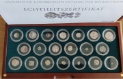 Zestaw 20 srerbnych monet - Szlak Jedwabny. Certyfikat + etui.