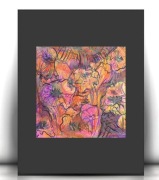 łąka rysunek w ciepłych kolorach, kwiaty obrazek A4, boho plakat 21x30