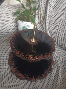 Patera z żywicy epoksydowej czarno złota z kruszonym 