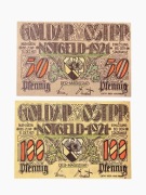 2 Notgeldy Gołdap Goldap 1921 rok UNC