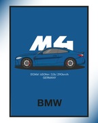 Plakat BMW M4, 30x40 + ramka - plakat samochodowy